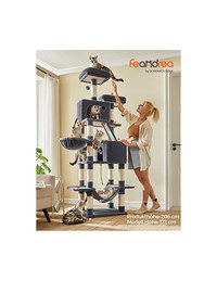 Copac pentru pisici, Feandrea, 206 cm, 13 stalpi, Gri - 2