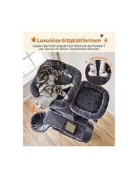 Copac pentru pisici, Feandrea, 206 cm, 13 stalpi, Gri - 3