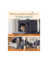 Copac pentru pisici, Feandrea, 206 cm, 13 stalpi, Gri - 4