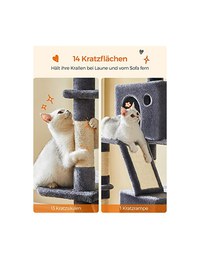 Copac pentru pisici, Feandrea, 206 cm, 13 stalpi, Gri - 5