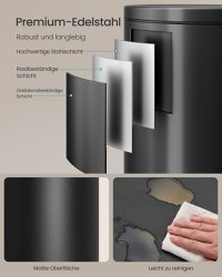 Cos de gunoi cu pedala, Miro, Negru, 29.5x37.1x63 cm - 2