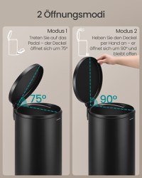 Cos de gunoi cu pedala, Miro, Negru, 29.5x37.1x63 cm - 4