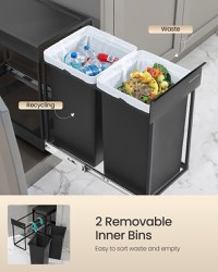 Cos de gunoi culisant Songmics Negru 48.6x25.6x44.0 cm - 5