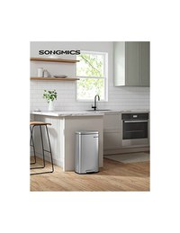 Cos de gunoi pentru bucatarie, Songmics, 30L, Soft Close, Silver - 2