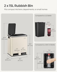 Cos de gunoi reciclabile Bej Songmics 41.5x35.5x47.6 cm - 6