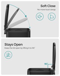 Cos de gunoi Songmics Negru 19.3x23.9x25.5 cm - 4