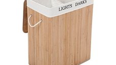 Coș de rufe din bambus natural, Songmics LCB64Y, 100L, 52 x 32 x 63 cm