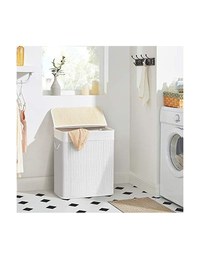 Cos de rufe, Songmics, 100L, Alb, LCB64WT, 51 x 31 x 60 cm - 3