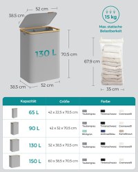 Cos de rufe Songmics Gri 52x38.5x70.5 cm - 6