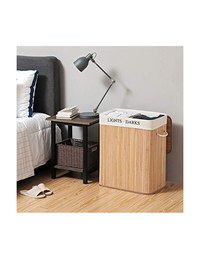 Cos de rufe, Songmics, Lemn, Natural, LCB64Y, 100L, 52 x 32 x 62 cm - 2