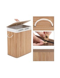 Cos de rufe, Songmics, Lemn, Natural, LCB64Y, 100L, 52 x 32 x 62 cm - 5