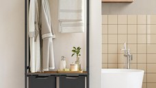 Cos de rufe, Vasagle, Maro-Negru, 73x33x175 cm