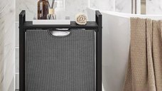 Cos de rufe, Vasagle, Negru-Gri, 50x33x76 cm