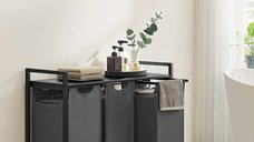 Cos de rufe, Vasagle, Negru-Gri, 92.5×33×72 cm