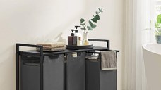 Cos de rufe, Vasagle, Negru-Gri, 92.5×33×72 cm