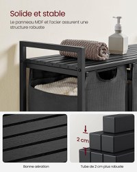 Cos de rufe, Vasagle, Negru-Gri, 92.5×33×72 cm - 4