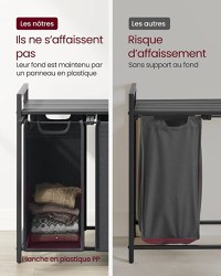 Cos de rufe, Vasagle, Negru-Gri, 92.5×33×72 cm - 5