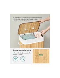 Cos pentru rufe, Songmics, 40 x 30 x 60 cm, 72 L, LCB10Y, Natural - 3
