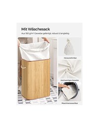 Cos pentru rufe, Songmics, 40 x 30 x 60 cm, 72 L, LCB10Y, Natural - 4