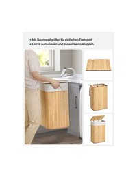 Cos pentru rufe, Songmics, 40 x 30 x 60 cm, 72 L, LCB10Y, Natural - 5