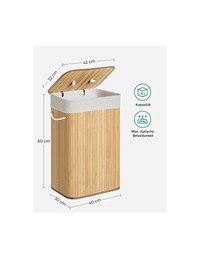 Cos pentru rufe, Songmics, 40 x 30 x 60 cm, 72 L, LCB10Y, Natural - 6