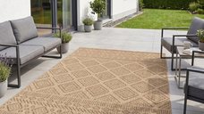 Covor MIRA V3 dreptunghiular bej, model geometric Ethno, 240x340 cm