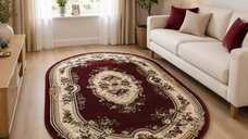 Covor Oval Lotos, Rosu, 60x110 cm, Model Delta 575 210