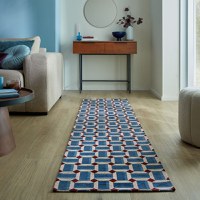 Covor traversa Manhattan Lennox Geo Albastru 60X230 cm, Flair Rugs - 1