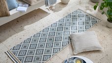 Covor traversa Zia Trellis Outdoor Albastru 80x230 cm, Flair Rugs