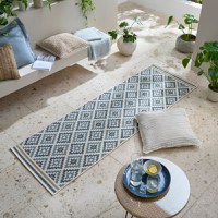 Covor traversa Zia Trellis Outdoor Albastru 80x230 cm, Flair Rugs - 1