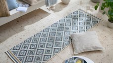 Covor traversa Zia Trellis Outdoor Albastru 80x230 cm, Flair Rugs