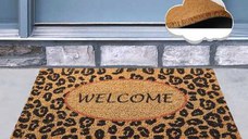 Covoras Intrare Welcome Leopard, 40x60 cm, din Fibre de Cocos