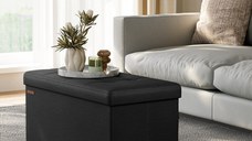 Cufar depozitare Otoman Negru Songmics 76x38x38 cm