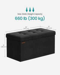 Cufar depozitare Otoman Negru Songmics 76x38x38 cm - 3