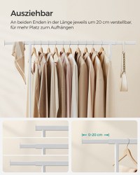 Cuier pe roti Songmics Alb 134x45.4x160 cm - 6