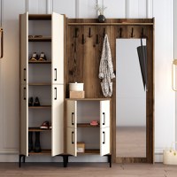 Cuier pentru Hol Berlin ABC - Walnut, Crem - 3