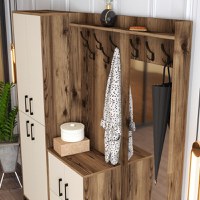 Cuier pentru Hol Berlin ABC - Walnut, Crem - 4