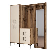 Cuier pentru Hol Berlin ABC - Walnut, Crem - 5