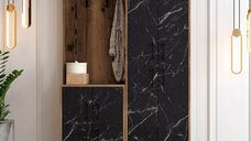 Cuier pentru Hol Berlin BA - Walnut, Negru Marble
