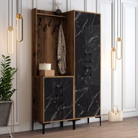 Cuier pentru Hol Berlin BA - Walnut, Negru Marble - 2