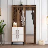 Cuier pentru Hol Berlin BC - Walnut, Alb - 1