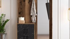 Cuier pentru Hol Berlin BC - Walnut, Negru Marble