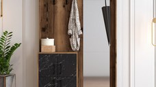 Cuier pentru Hol Berlin BC - Walnut, Negru Marble