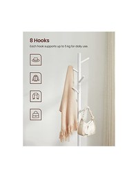 Cuier pom Vasagle, 8 carlige, Inaltime reglabila, RCR04WT, Alb - 2