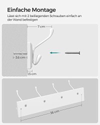Cuier, Songmics, Alb, 40x11x7 cm - 7