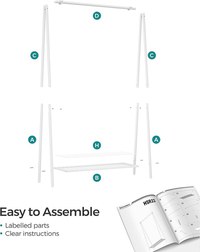 Cuier stander Alb Songmics 92.5x33.5x153 cm - 6