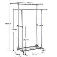 Cuier stender, Songmics, Gri, 87-150x52x166 - 4