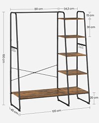Cuier, Vasagle, Negru, 120×45×160 cm - 4