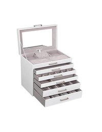 Cutie de bijuterii, Songmics, Alb, JBC138, 6 sertare - 1