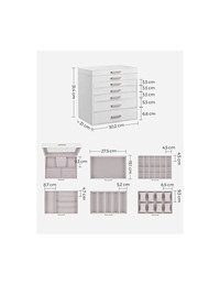 Cutie de bijuterii, Songmics, Alb, JBC138, 6 sertare - 6